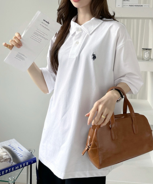 U.S. POLO ASSN.(ユーエスポロアッスン)の「【U.S. POLO ASSN.】接触冷感 天竺 ポロシャツ(ポロシャツ・レディース・ブラック/オフホワイト/ネイビー・FREE)」の8枚目の写真