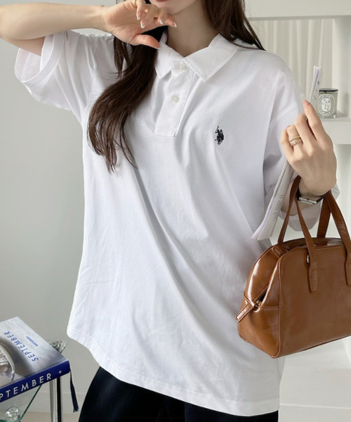 U.S. POLO ASSN.(ユーエスポロアッスン)の「【U.S. POLO ASSN.】接触冷感 天竺 ポロシャツ(ポロシャツ・レディース・ブラック/オフホワイト/ネイビー・FREE)」の10枚目の写真