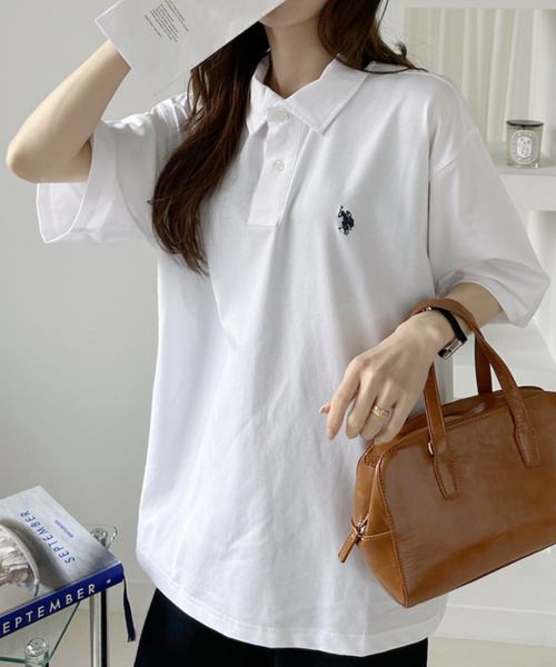 U.S. POLO ASSN.(ユーエスポロアッスン)の「【U.S. POLO ASSN.】接触冷感 天竺 ポロシャツ(ポロシャツ・レディース・ブラック/オフホワイト/ネイビー・FREE)」の4枚目の写真