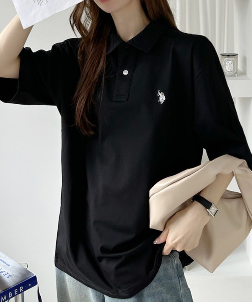 U.S. POLO ASSN.(ユーエスポロアッスン)の「【U.S. POLO ASSN.】接触冷感 天竺 ポロシャツ(ポロシャツ・レディース・ブラック/オフホワイト/ネイビー・FREE)」の6枚目の写真