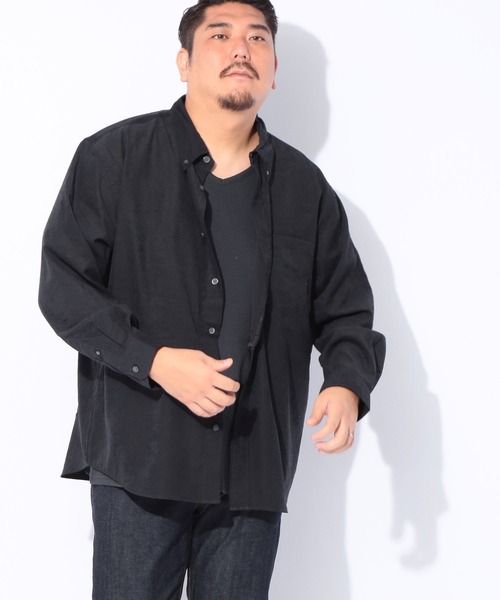 SAKAZEN(サカゼン)の「2点セット シャツ Tシャツ メンズ 大きいサイズ TNピーチ 長袖 シャツ & 無地Vネック 半袖Tシャツ アンサンブル ルイシャブロン(アンサンブル・メンズ・ブラック/ブラウン/ブルー・3L/4L/5L)」の6枚目の写真
