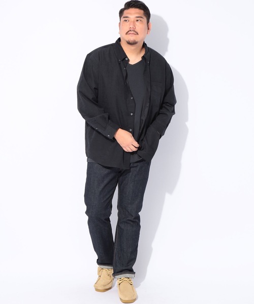 SAKAZEN(サカゼン)の「2点セット シャツ Tシャツ メンズ 大きいサイズ TNピーチ 長袖 シャツ & 無地Vネック 半袖Tシャツ アンサンブル ルイシャブロン(アンサンブル・メンズ・ブラック/ブラウン/ブルー・3L/4L/5L)」の7枚目の写真