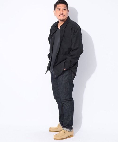 SAKAZEN(サカゼン)の「2点セット シャツ Tシャツ メンズ 大きいサイズ TNピーチ 長袖 シャツ & 無地Vネック 半袖Tシャツ アンサンブル ルイシャブロン(アンサンブル・メンズ・ブラック/ブラウン/ブルー・3L/4L/5L)」の9枚目の写真