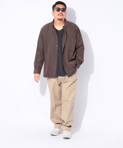 SAKAZEN(サカゼン)の「2点セット シャツ Tシャツ メンズ 大きいサイズ TNピーチ 長袖 シャツ & 無地Vネック 半袖Tシャツ アンサンブル ルイシャブロン(アンサンブル・メンズ・ブラック/ブラウン/ブルー・3L/4L/5L)」の11枚目の写真
