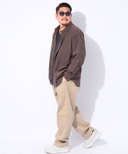 SAKAZEN(サカゼン)の「2点セット シャツ Tシャツ メンズ 大きいサイズ TNピーチ 長袖 シャツ & 無地Vネック 半袖Tシャツ アンサンブル ルイシャブロン(アンサンブル・メンズ・ブラック/ブラウン/ブルー・3L/4L/5L)」の13枚目の写真