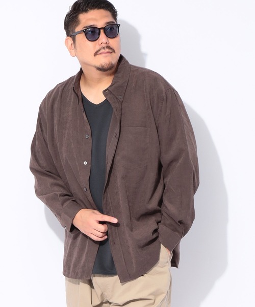 SAKAZEN(サカゼン)の「2点セット シャツ Tシャツ メンズ 大きいサイズ TNピーチ 長袖 シャツ & 無地Vネック 半袖Tシャツ アンサンブル ルイシャブロン(アンサンブル・メンズ・ブラック/ブラウン/ブルー・3L/4L/5L)」の12枚目の写真