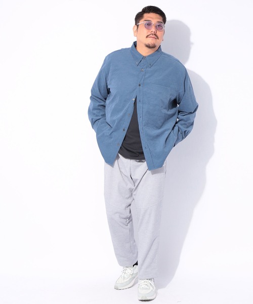 SAKAZEN(サカゼン)の「2点セット シャツ Tシャツ メンズ 大きいサイズ TNピーチ 長袖 シャツ & 無地Vネック 半袖Tシャツ アンサンブル ルイシャブロン(アンサンブル・メンズ・ブラック/ブラウン/ブルー・3L/4L/5L)」の19枚目の写真