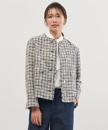 J.PRESS - ジェイプレス ノーカラージャケット アウター ツイード 未使用品 レディース 7サイズ 白×茶 J.PRESS J.PRESS｜ジェイプレスのノーカラージャケット（ツイード）通販 - ZOZOTOWN