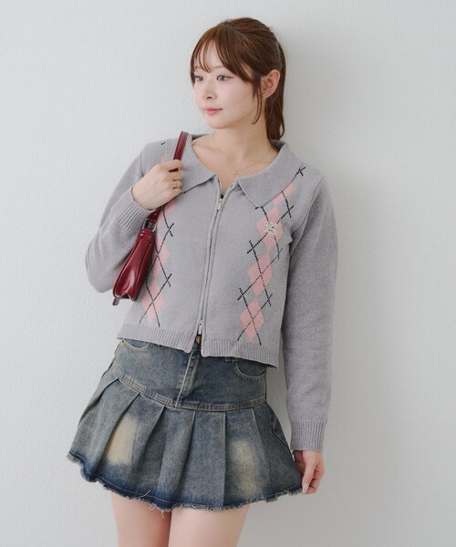 continuer de NICE CLAUP(コンティニューデナイスクラップ)の「ベロアモールWZIPカーディガン(カーディガン/ボレロ・レディース・アイボリー/ブラウン/ネイビー/その他1/その他2・FREE)」の6枚目の写真