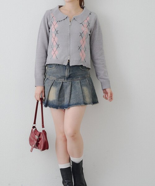 continuer de NICE CLAUP(コンティニューデナイスクラップ)の「ベロアモールWZIPカーディガン(カーディガン/ボレロ・レディース・アイボリー/ブラウン/ネイビー/その他1/その他2・FREE)」の10枚目の写真