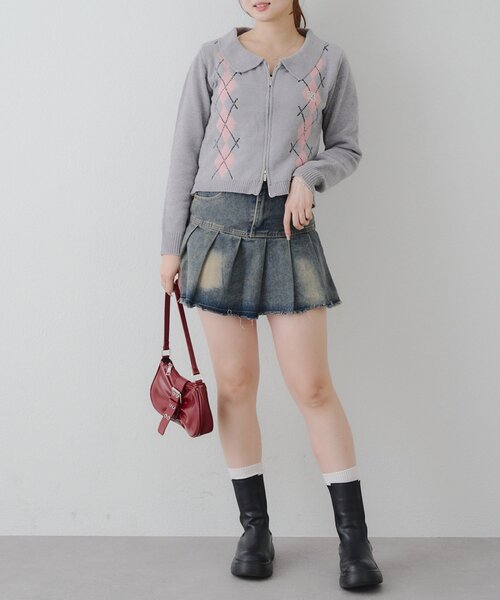 continuer de NICE CLAUP(コンティニューデナイスクラップ)の「ベロアモールWZIPカーディガン(カーディガン/ボレロ・レディース・アイボリー/ブラウン/ネイビー/その他1/その他2・FREE)」の11枚目の写真