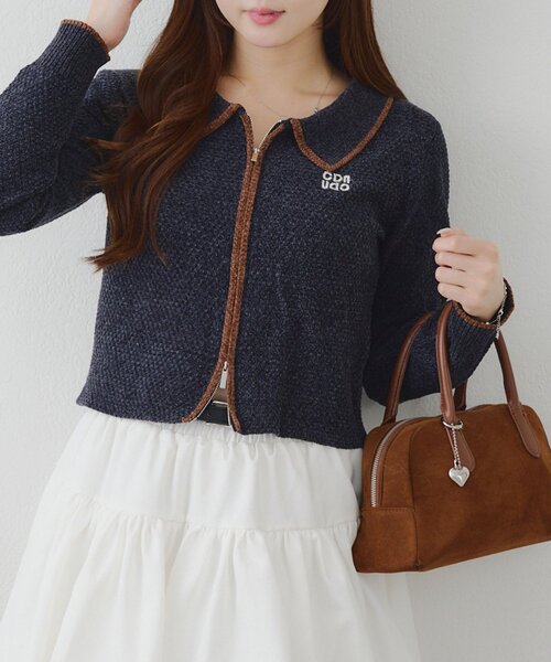 セール】ベロアモールWZIPカーディガン（カーディガン/ボレロ