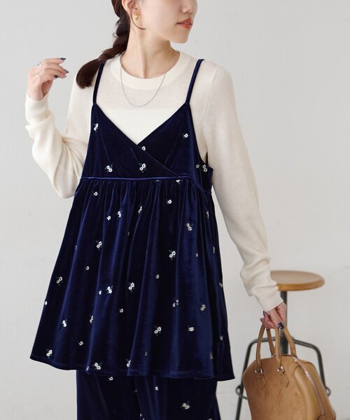 ベロア刺繍カシュクールキャミチュニック（チュニック）｜DISCOAT