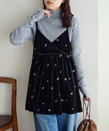 DISCOAT | 【WEB限定】ベロア刺繍カシュクールキャミチュニック(チュニック)
