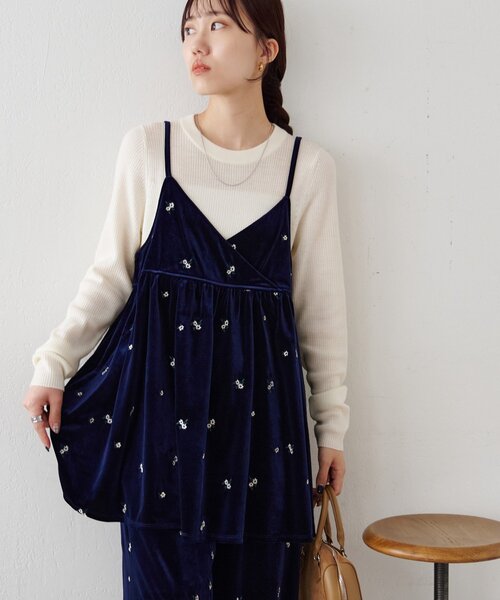 ベロア刺繍カシュクールキャミチュニック（チュニック）｜DISCOAT