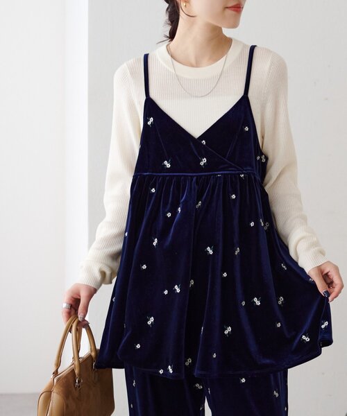 ベロア刺繍カシュクールキャミチュニック（チュニック）｜DISCOAT