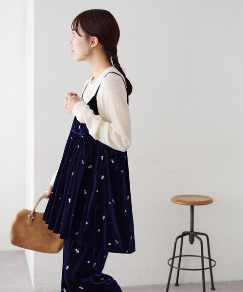 セール】ベロア刺繍カシュクールキャミチュニック（チュニック