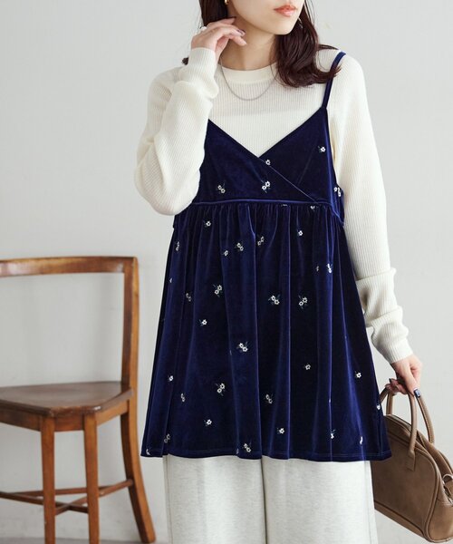 ベロア刺繍カシュクールキャミチュニック（チュニック）｜DISCOAT
