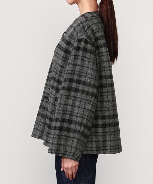 新品タグ付★Bshop★LE GLAZIK ウールツイル ノーカラージャケット 新品タグ付☆Bshop☆LE GLAZIK ウールツイル ノーカラージャケット