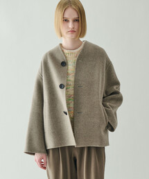 新品タグ付★Bshop★LE GLAZIK ウールツイル ノーカラージャケット 新品タグ付☆Bshop☆LE GLAZIK ウールツイル ノーカラージャケット