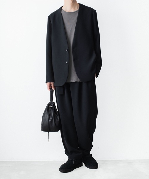 ATTACHMENT(アタッチメント)の「PE ストレッチ ダブルクロス カラーレス JKT / PE STRETCH DOUBLE CLOTH COLLARLESS JKT(ノーカラージャケット・メンズ・ライトグレー/ブラック/ダークブラウン・2)」の21枚目の写真