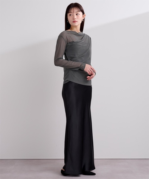 UR'S（ユアーズ）の「2wayシアードレープカットソー（Tシャツ/カットソー・レディース・ホワイト/ブラック/ネイビー/ミント/チャコール・L/M/S）」の21枚目の写真