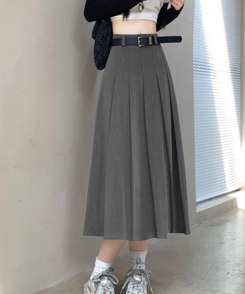 Miniministore(ミニミニストア)の「プリーツスカート ベルト付き 韓国風(スカート・レディース・ブラック/グレー・S/M/L)」の11枚目の写真