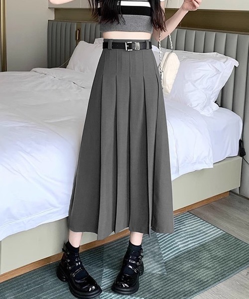 Miniministore(ミニミニストア)の「プリーツスカート ベルト付き 韓国風(スカート・レディース・ブラック/グレー・S/M/L)」の12枚目の写真
