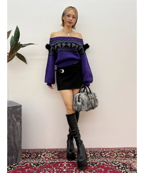EVRIS(エヴリス)の「ダブルバックルベルトミニスカート(スカート・レディース・キャメル/ブラック・MEDIUM/SMALL)」の9枚目の写真