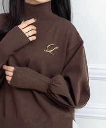 CLEAR BASIC | ブローチ付きハイネックニットトップス＆チュールキャミセット[大人 フェミニン 上品]≪AW新作≫(ニット/セーター)