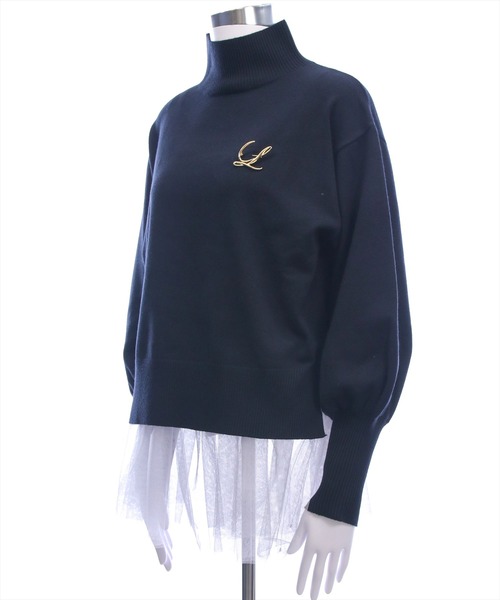 CLEAR BASIC（クリアベーシック）の「ブローチ付きハイネックニットトップス＆チュールキャミセット[大人 フェミニン 上品]≪AW新作≫（ニット/セーター・レディース・ブラック/アイボリー/ブラウン・F）」の6枚目の写真