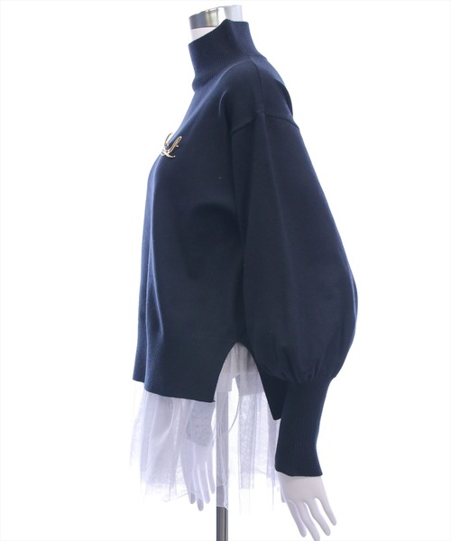 CLEAR BASIC（クリアベーシック）の「ブローチ付きハイネックニットトップス＆チュールキャミセット[大人 フェミニン 上品]≪AW新作≫（ニット/セーター・レディース・ブラック/アイボリー/ブラウン・F）」の7枚目の写真