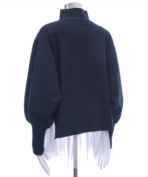 CLEAR BASIC（クリアベーシック）の「ブローチ付きハイネックニットトップス＆チュールキャミセット[大人 フェミニン 上品]≪AW新作≫（ニット/セーター・レディース・ブラック/アイボリー/ブラウン・F）」の8枚目の写真