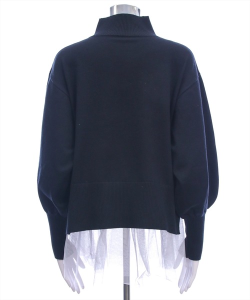 CLEAR BASIC（クリアベーシック）の「ブローチ付きハイネックニットトップス＆チュールキャミセット[大人 フェミニン 上品]≪AW新作≫（ニット/セーター・レディース・ブラック/アイボリー/ブラウン・F）」の9枚目の写真