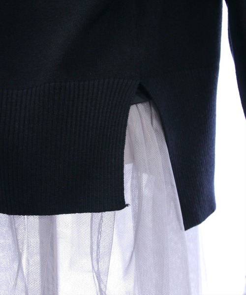 CLEAR BASIC（クリアベーシック）の「ブローチ付きハイネックニットトップス＆チュールキャミセット[大人 フェミニン 上品]≪AW新作≫（ニット/セーター・レディース・ブラック/アイボリー/ブラウン・F）」の11枚目の写真