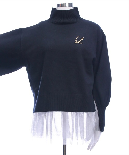 CLEAR BASIC（クリアベーシック）の「ブローチ付きハイネックニットトップス＆チュールキャミセット[大人 フェミニン 上品]≪AW新作≫（ニット/セーター・レディース・ブラック/アイボリー/ブラウン・F）」の10枚目の写真