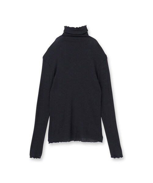 TICCA（ティッカ）の「TICCA（ティッカ）ウールシルクボトルネックプルオーバー／TBEA－293（Tシャツ/カットソー・レディース・ライトグレー/ネイビー・00）」の4枚目の写真