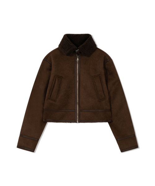 MOAA(モア)の「Cropped Faux Shearling Jacket (WALNUT)(ムートンコート・レディース・その他・SMALL/MEDIUM)」の2枚目の写真