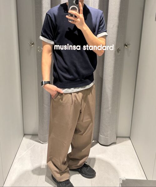 MUSINSA STANDARD(ムシンサスタンダード)の「ワイドヒドゥンバンディングスラックス【ダスティベージュ】(スラックス・メンズ・その他・40/38/42/36/34/28/29/32/30/31/33/26/27)」の9枚目の写真