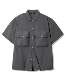 TRILLION（トリリオン）の「CITYBOY BOAT LINEN OVERSIZED SHORT SLEEVE SHIRT_NAVY（シャツ/ブラウス）」