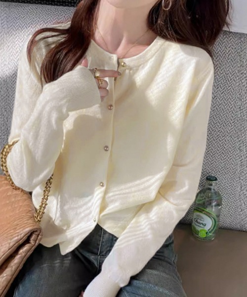 Miniministore(ミニミニストア)の「金ボタンショートニットカーディガン韓国風(カーディガン/ボレロ・レディース・ダークグリーン/ベージュ/グレー/ブラウン/ホワイト/ブラック/アイボリー/ライトブルー・FREE)」の20枚目の写真