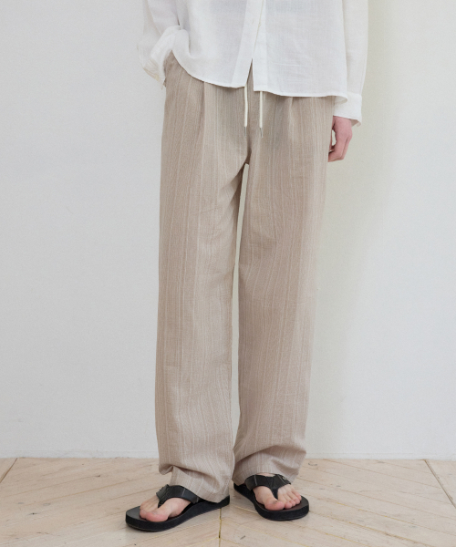 WEDNESDAY OASIS(ウェンズデーオアシス)の「ボヘミアンストライプバンディングパンツ_BEIGE(W25-PT10)(その他パンツ・メンズ・ベージュ・LARGE/MEDIUM)」の1枚目の写真