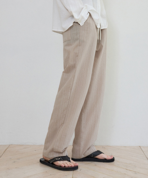 WEDNESDAY OASIS(ウェンズデーオアシス)の「ボヘミアンストライプバンディングパンツ_BEIGE(W25-PT10)(その他パンツ・メンズ・ベージュ・LARGE/MEDIUM)」の2枚目の写真