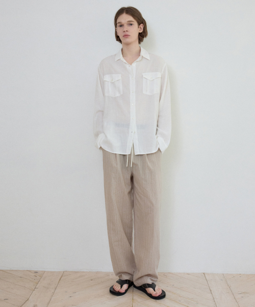 WEDNESDAY OASIS(ウェンズデーオアシス)の「ボヘミアンストライプバンディングパンツ_BEIGE(W25-PT10)(その他パンツ・メンズ・ベージュ・LARGE/MEDIUM)」の3枚目の写真