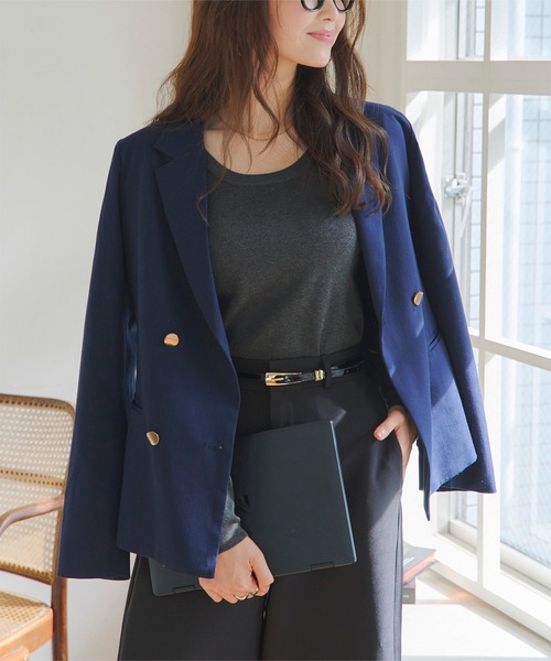 KOBE LETTUCE（コウベレタス）の「深Uネックシンプル長袖ニットトップス（ニット/セーター・レディース・ベージュ/ネイビー/チャコール/ブラウン/ブラック/オフホワイト/ブルー/桜・L/M）」の11枚目の写真