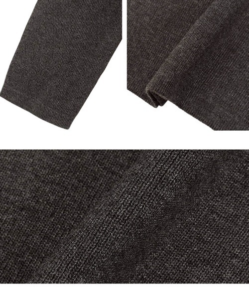 KOBE LETTUCE（コウベレタス）の「深Uネックシンプル長袖ニットトップス（ニット/セーター・レディース・ベージュ/ネイビー/チャコール/ブラウン/ブラック/オフホワイト/ブルー/桜・L/M）」の16枚目の写真