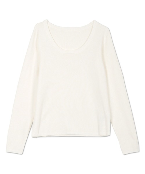 KOBE LETTUCE（コウベレタス）の「深Uネックシンプル長袖ニットトップス（ニット/セーター・レディース・ベージュ/ネイビー/チャコール/ブラウン/ブラック/オフホワイト/ブルー/桜・L/M）」の17枚目の写真