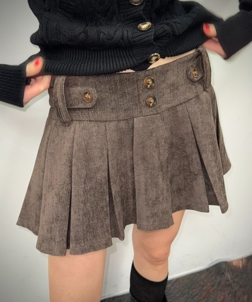SHAGGIE(シャギー)の「ミニコーデュロイプリーツスカート(スカート・レディース・ホワイト/ブラウン・SMALL/MEDIUM)」の2枚目の写真