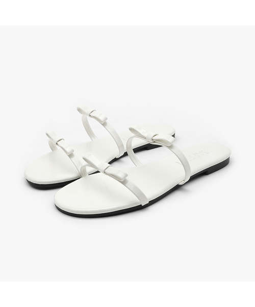 SAPPUN（サプン）の「Terroshoe リボン ストラップ スリッパ (1cm)（サンダル・レディース・ホワイト/ブラック/ベージュ/レッド/シルバー/アイボリー/ライトイエロー/ライトピンク・25cm/25.5cm/22.5cm/23cm/23.5cm/24.5cm/24cm）」の2枚目の写真