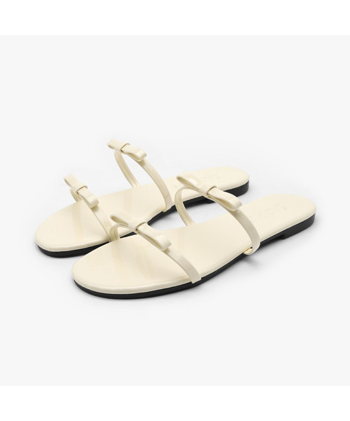 SAPPUN（サプン）の「Terroshoe リボン ストラップ スリッパ (1cm)（サンダル・レディース・ホワイト/ブラック/ベージュ/レッド/シルバー/アイボリー/ライトイエロー/ライトピンク・25cm/25.5cm/22.5cm/23cm/23.5cm/24.5cm/24cm）」の3枚目の写真